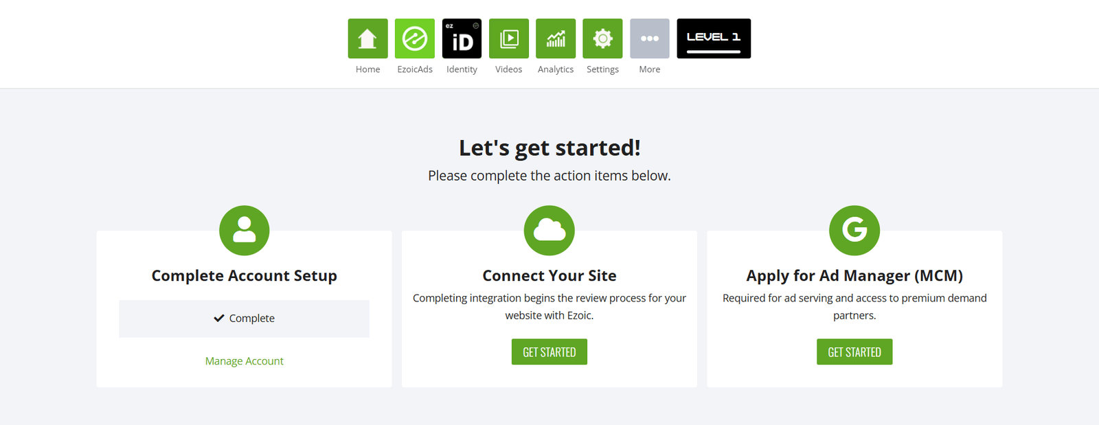 ezoic dashboard screenshot