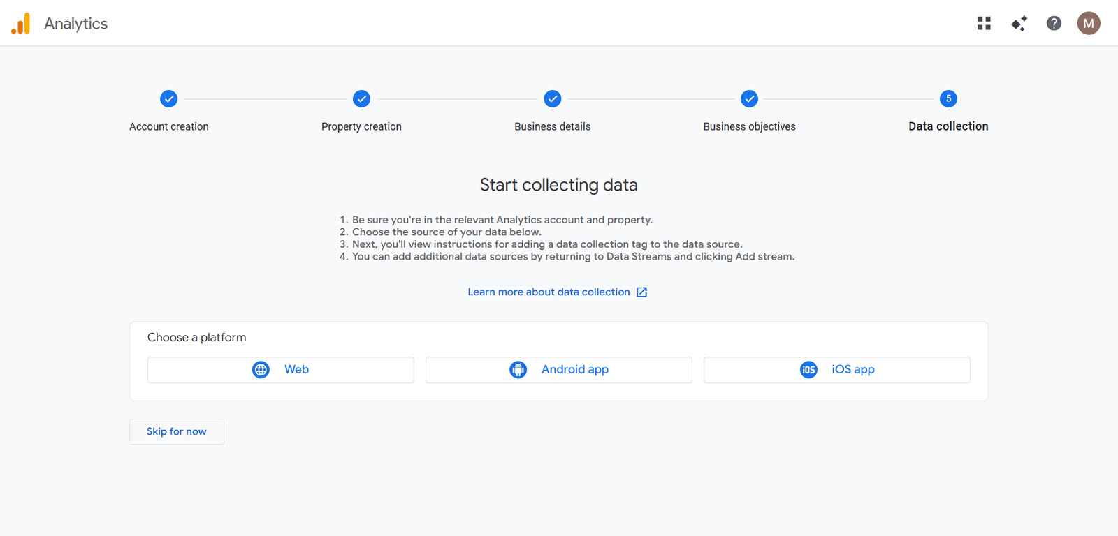 google analytics add a data stream