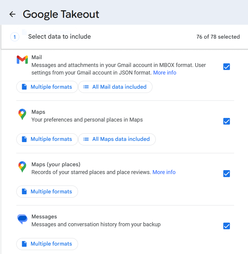 google take out screenshot