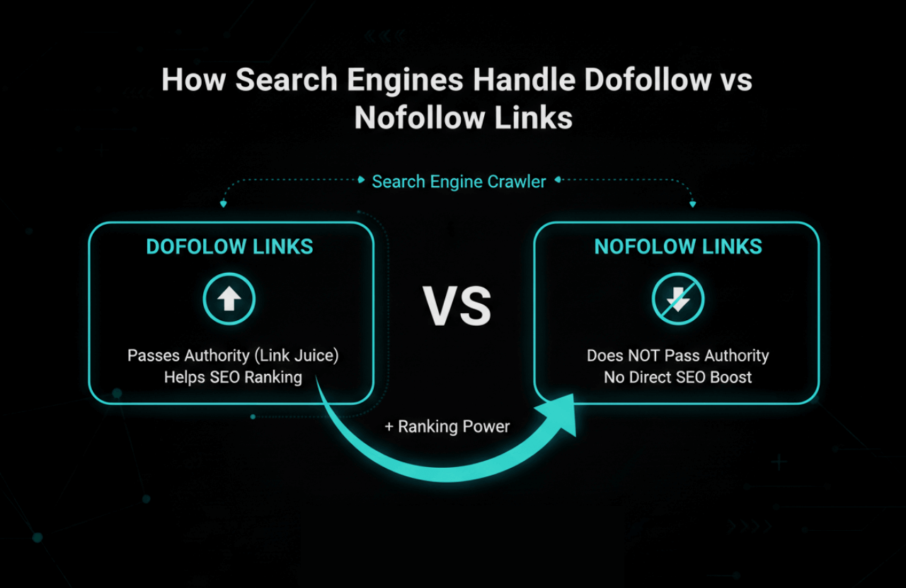 how search engines handle dofollow vs nofollow links