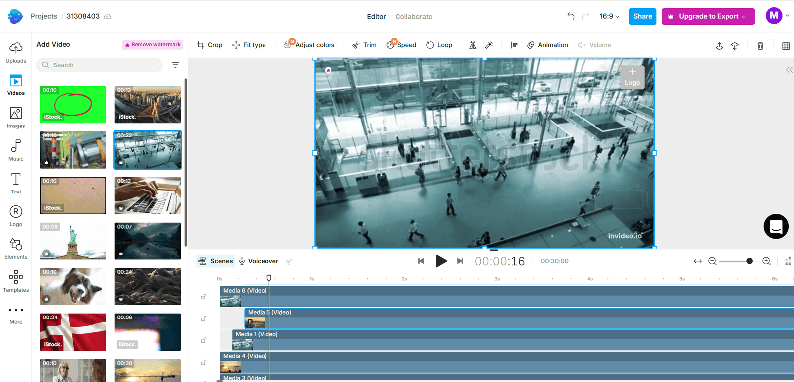invideo io online video editor screenshot