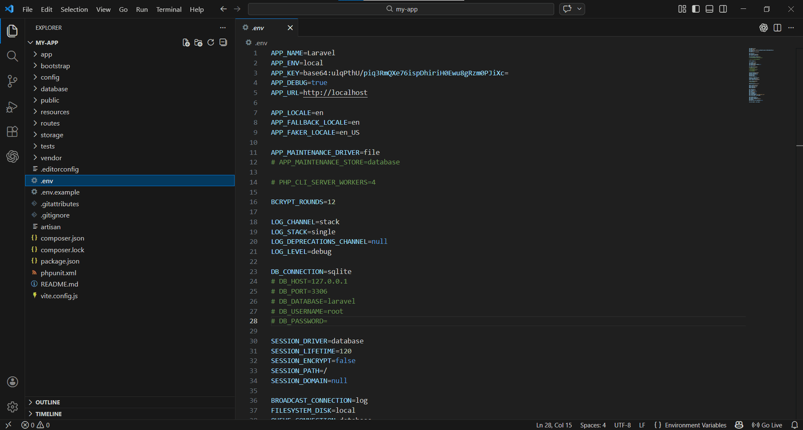 laravel 12 dot env screenshot