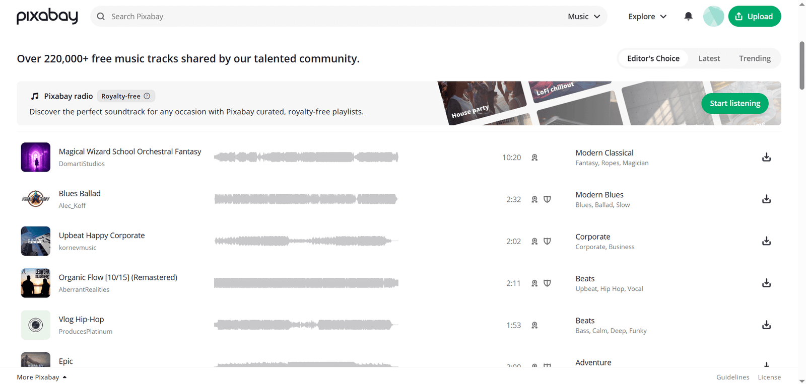 Pixabay Music (The Massive Free Library)