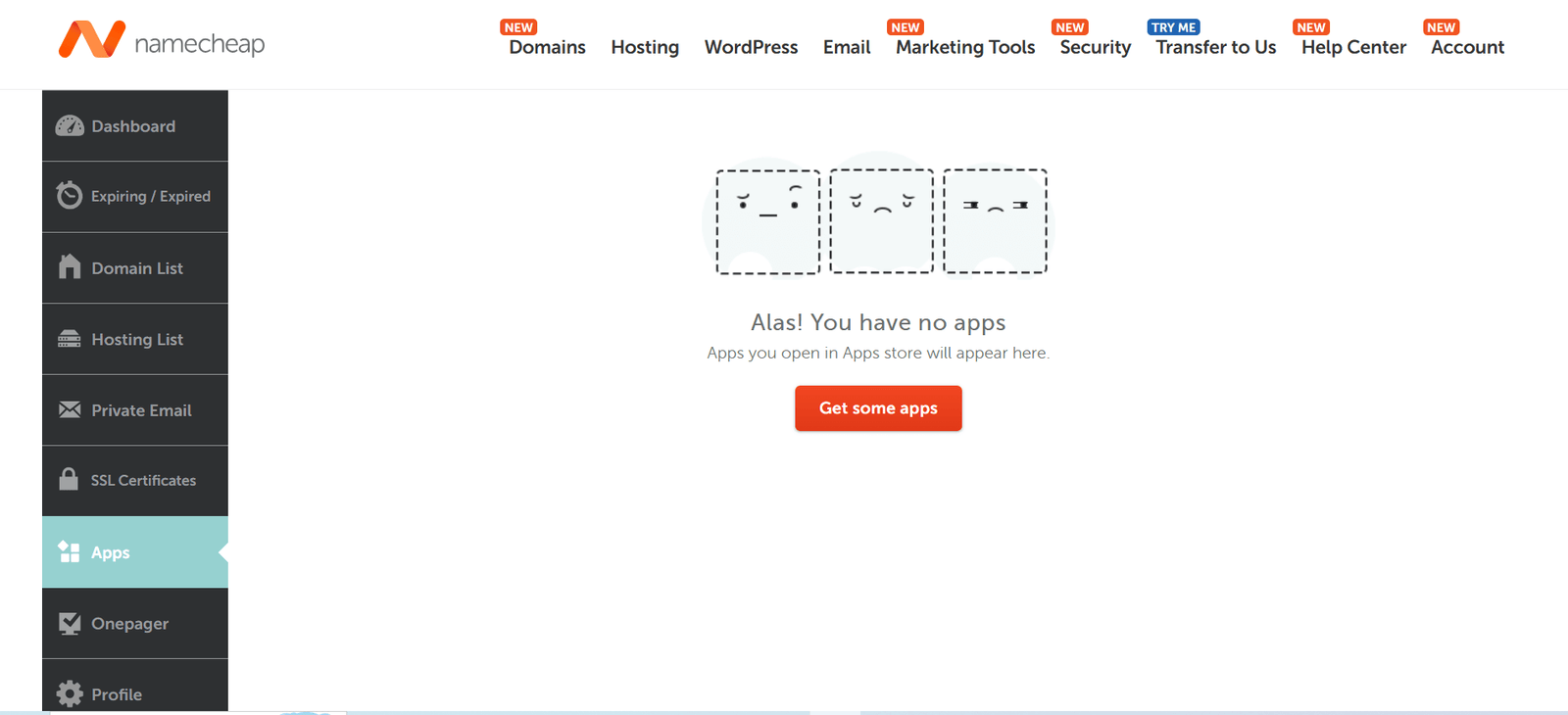namecheap dashboard panel